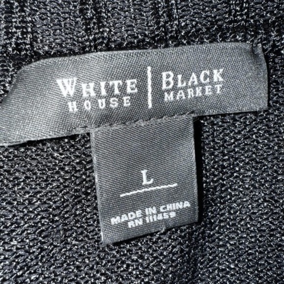 WHITE HOUSE BLACK MARKET Black S/S Scoop Neck Logo Button Cardigan EUC Large - Picture 8 of 8